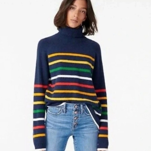 Madewell Sweaters - J. Crew Turtleneck Sweater In Multistriped Supersoft Yarn